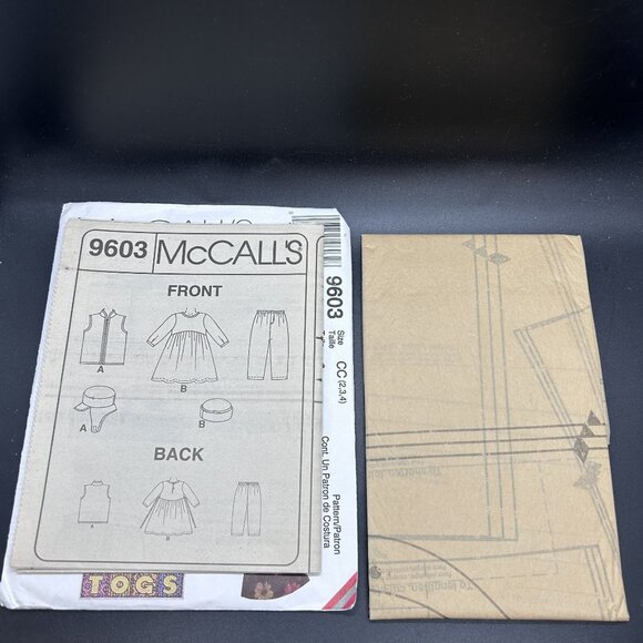 McCall's 9603 “Dress,Vest,Pull-On Pants & Hat” (2-3-4) Sewing Pattern Uncut FF - Picture 5 of 5